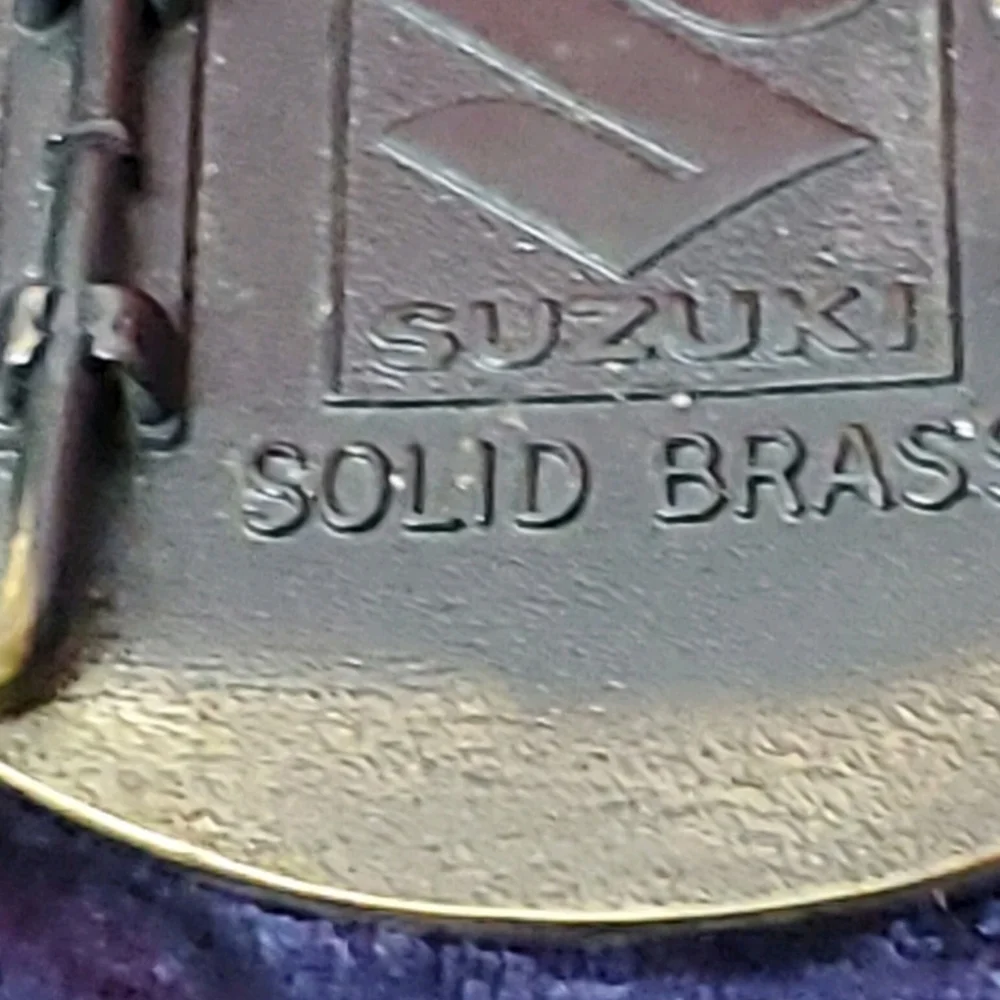 1986 Suzuki Cavalcade Solid Brass Belt Buckle Motorcycle Bike Biker Oval Classic